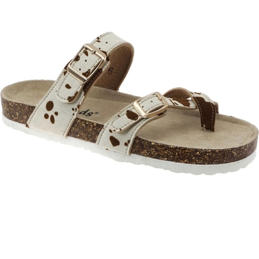 Sandals brown cow print